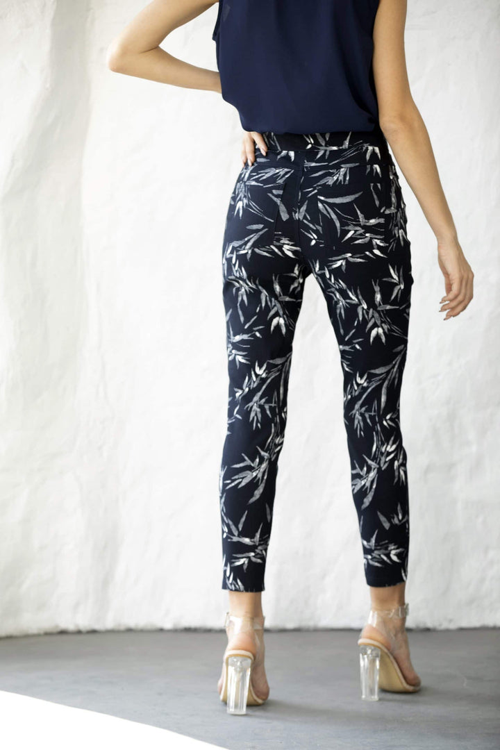 Leaf Print Pant With Ankle Slit