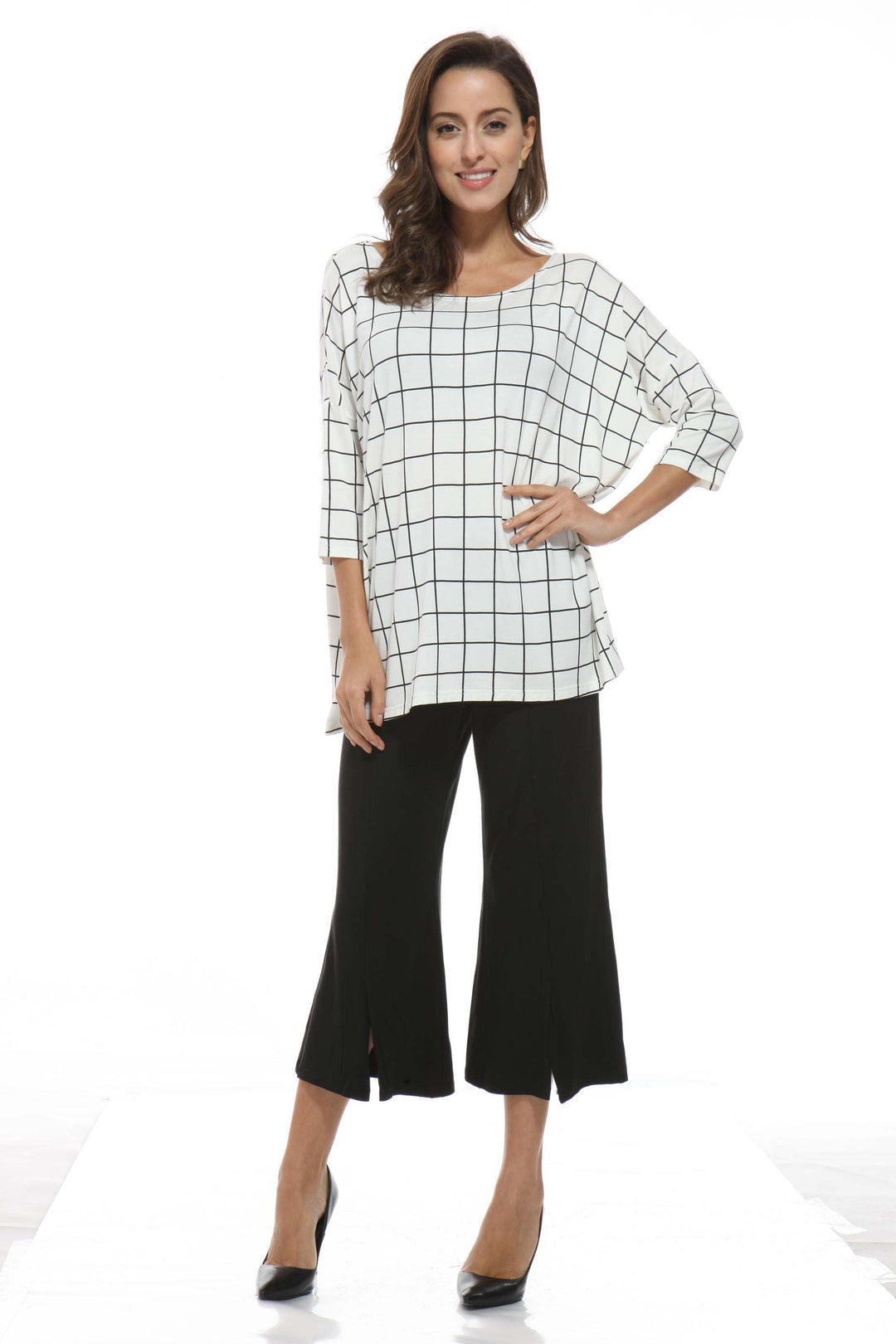 Bamboo Windowpane Checked Shell Top