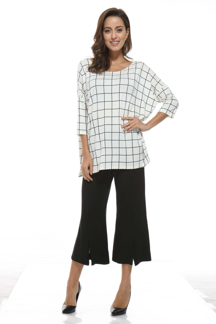 Bamboo Windowpane Checked Shell Top