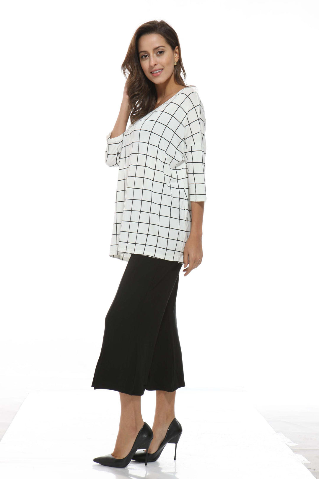 Bamboo Windowpane Checked Shell Top