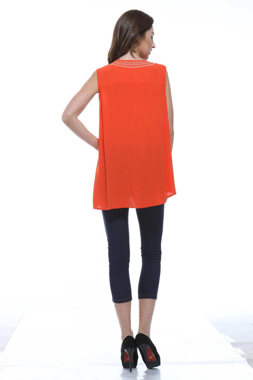 Embroidered Tank with Tassel