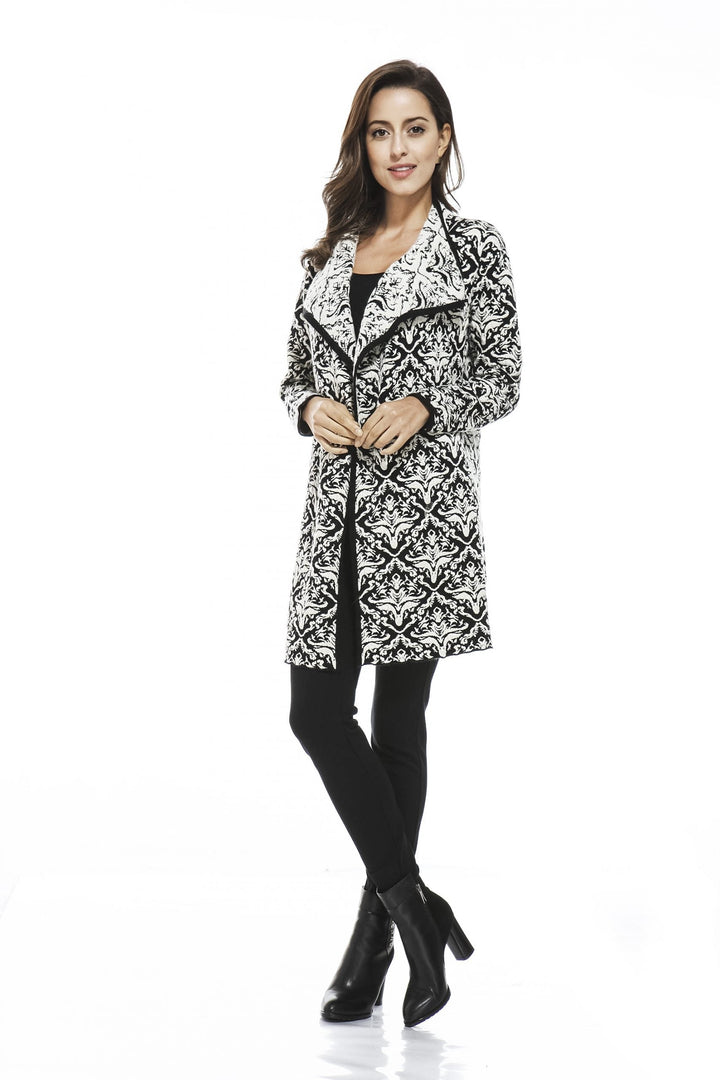 Two-Tone Diamond Damask Pattern Lurex Coat