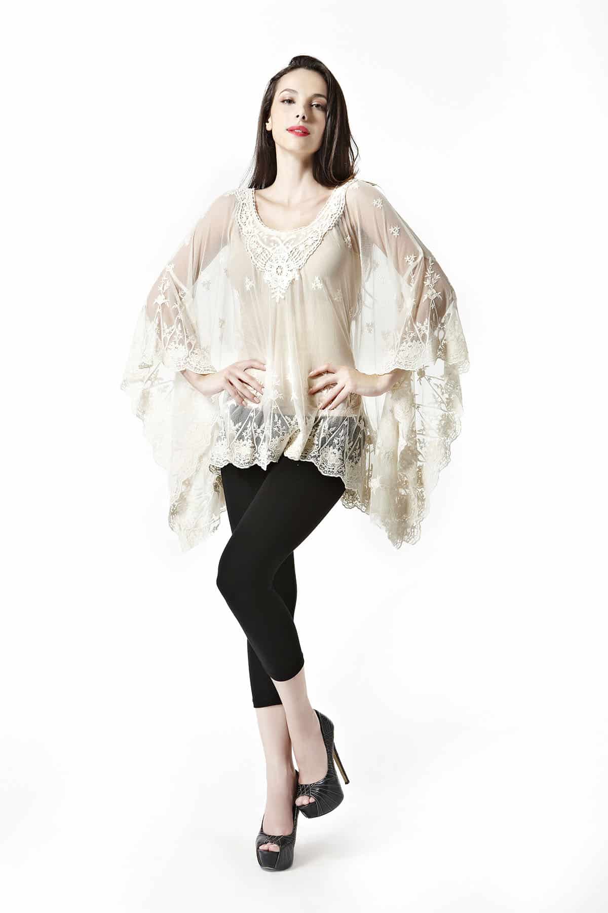 Embroidered Neck Poncho