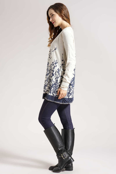 Open Cardigan with Floral Design