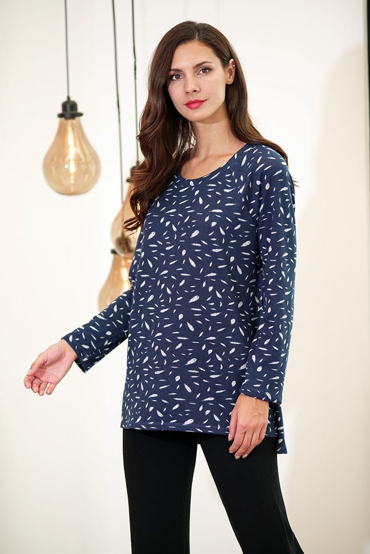 Abstract Winter Print Knit Top