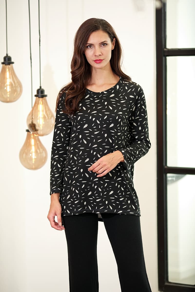 Abstract Winter Print Knit Top