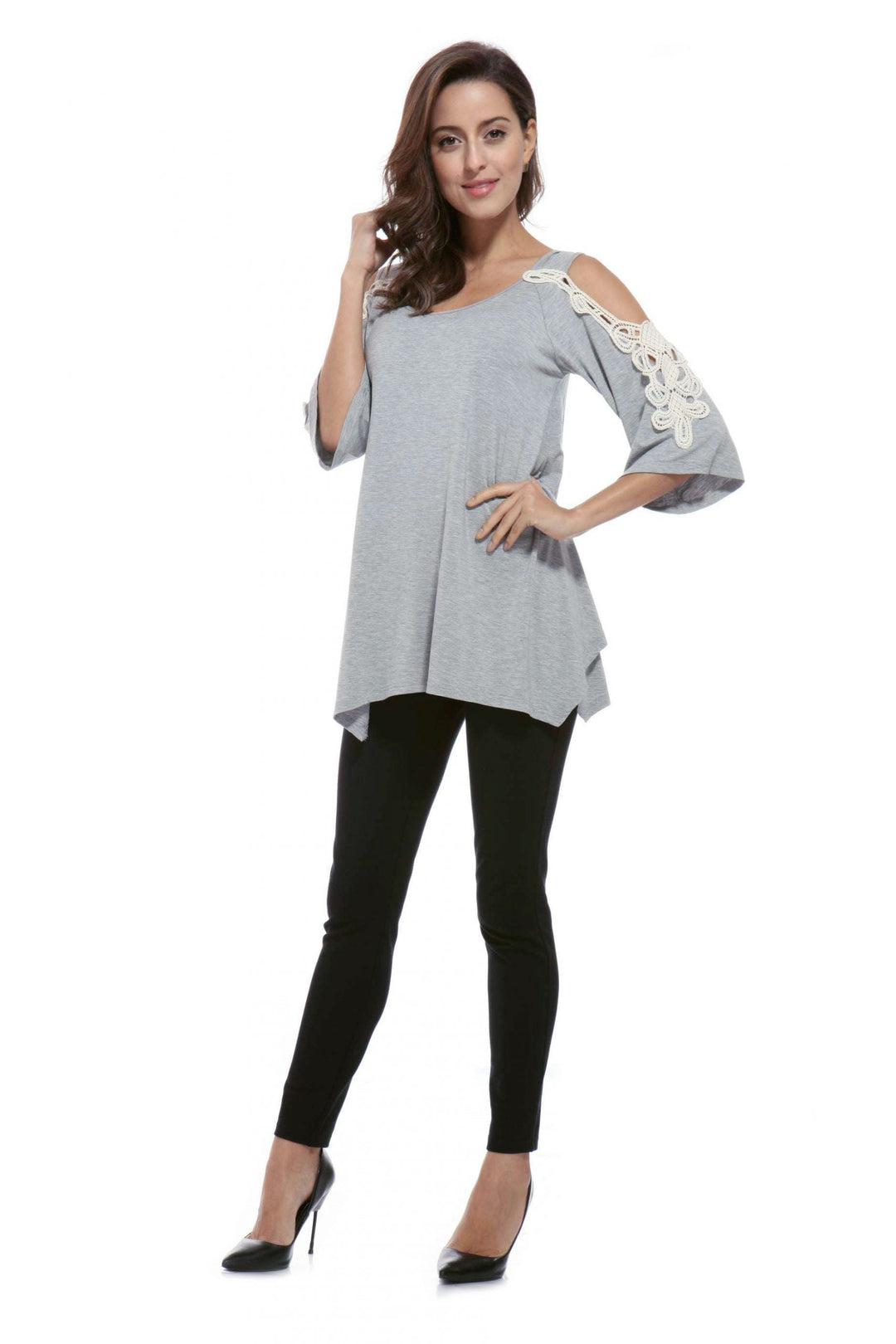 Exquisite Elegance Lace Shoulder Top