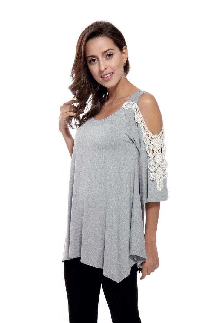 Exquisite Elegance Lace Shoulder Top