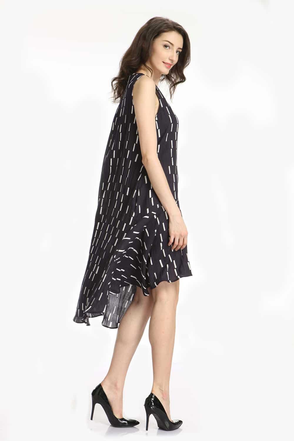 Sleeveless Swing Hi-Lo Dress