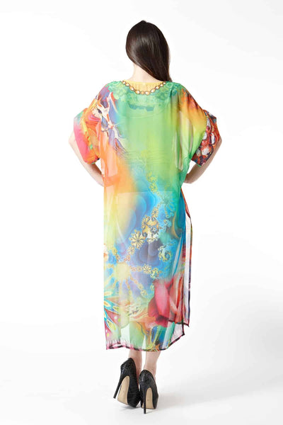 Long Digital Printed Chiffon Dress