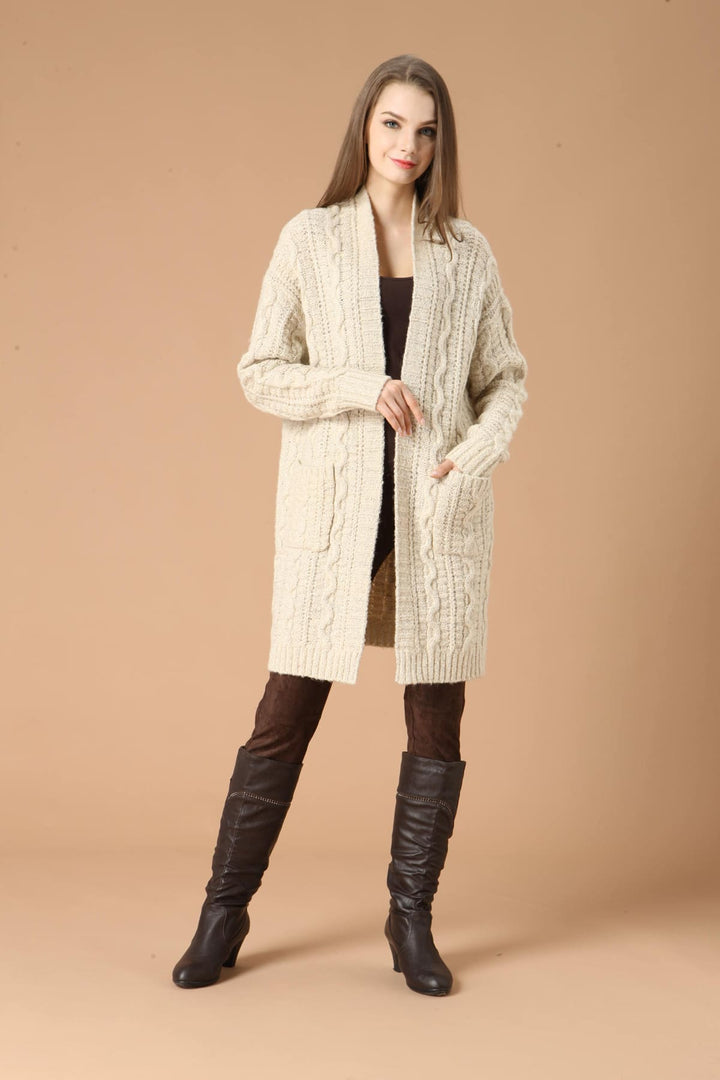 Cable Knit Cardigan With Pockets