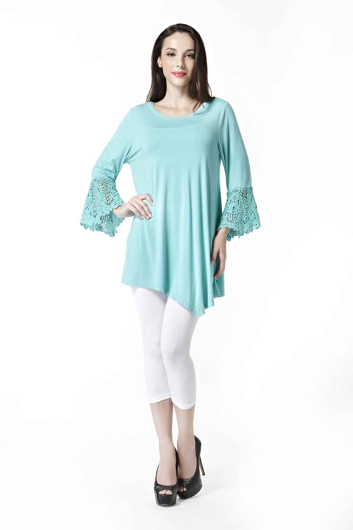 Bamboo Fabric Scoop Neck Bell Sleeve Top
