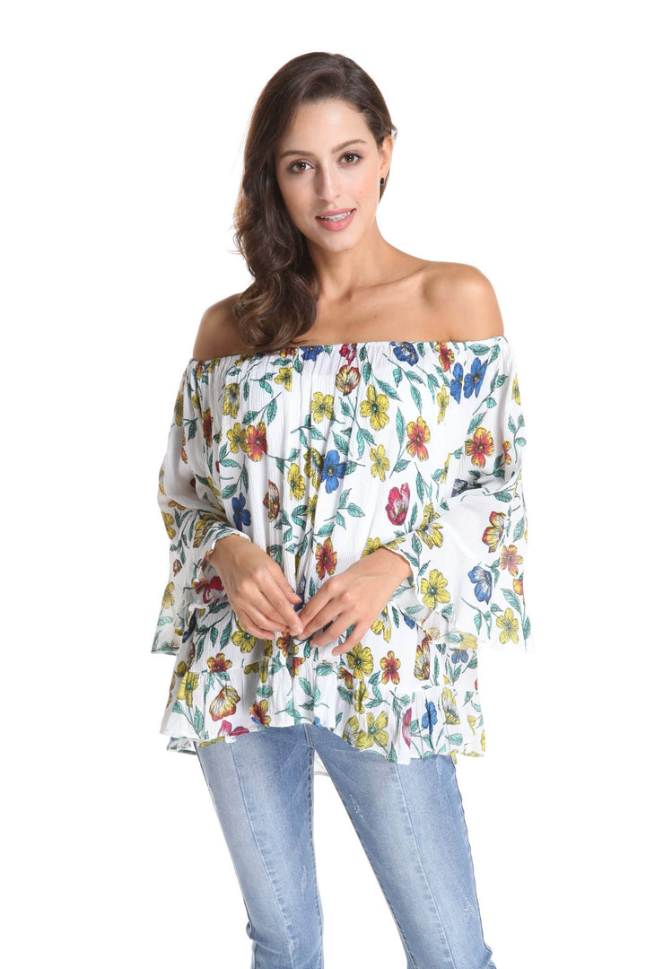 Off Shoulder Flared Sleeve Top