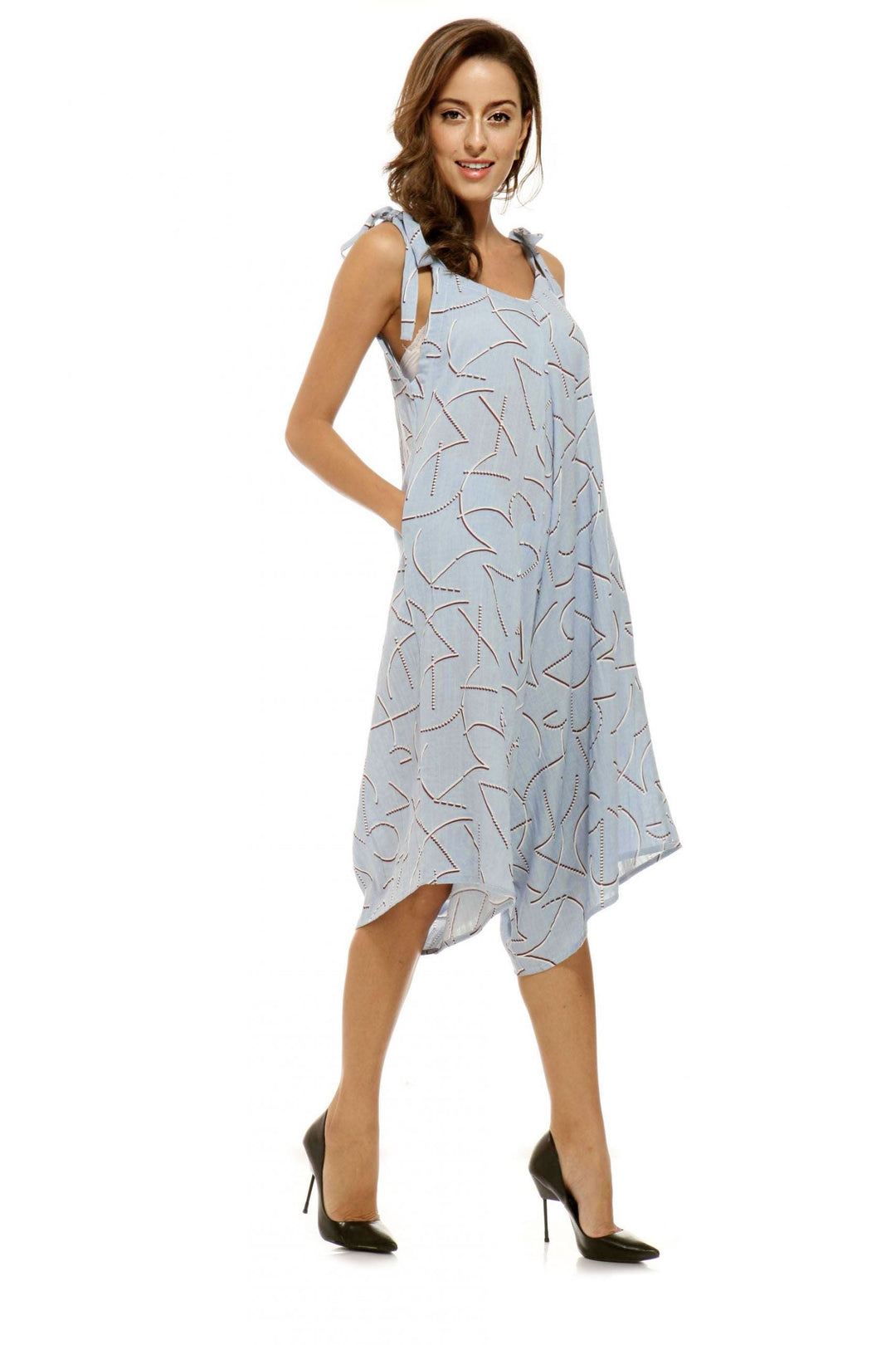 Printed Shoulder-Tie Jumpsuit