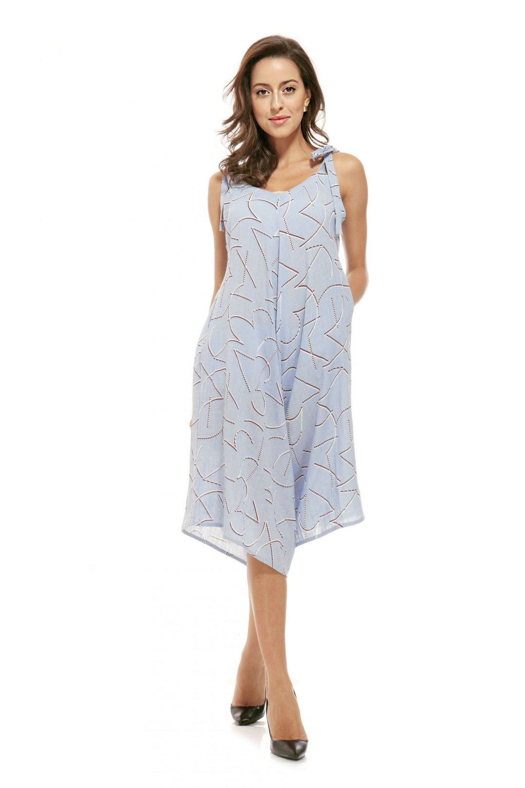 Printed Shoulder-Tie Jumpsuit