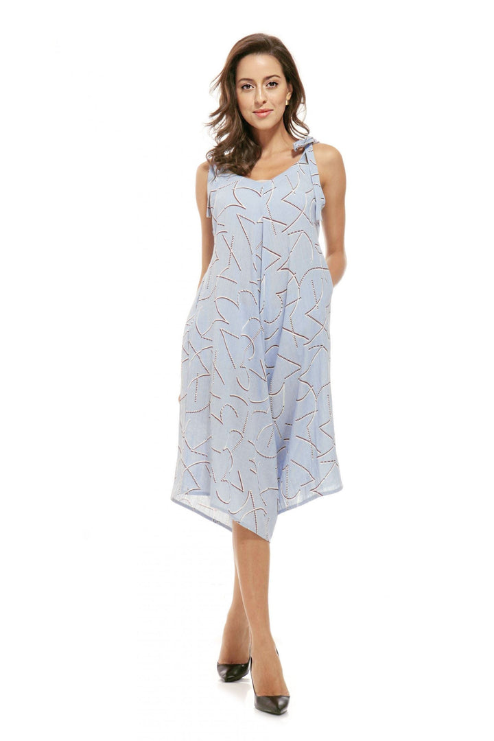 Printed Shoulder-Tie Jumpsuit