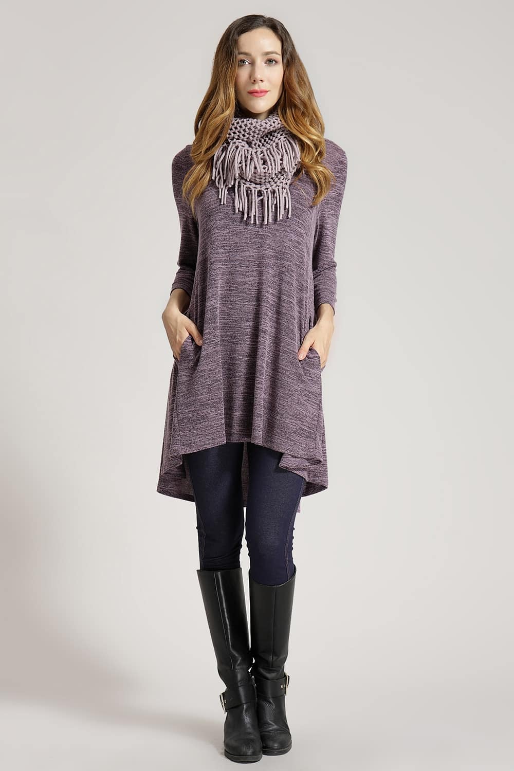 Mélange Tunic with Scarf