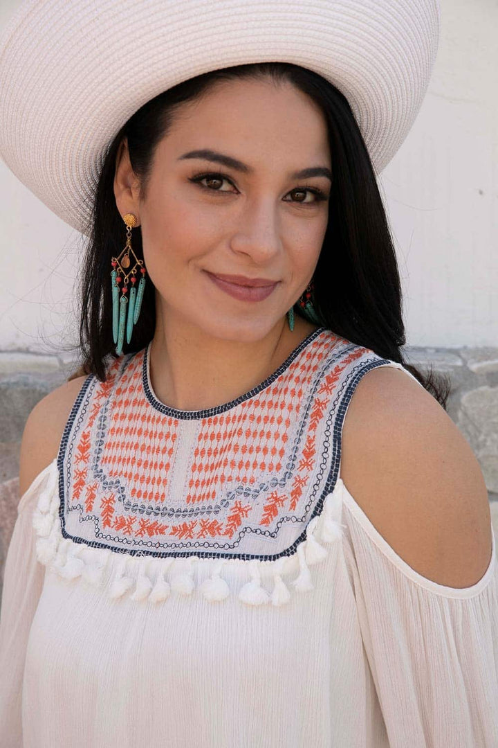 Embroidered Off Shoulder Top