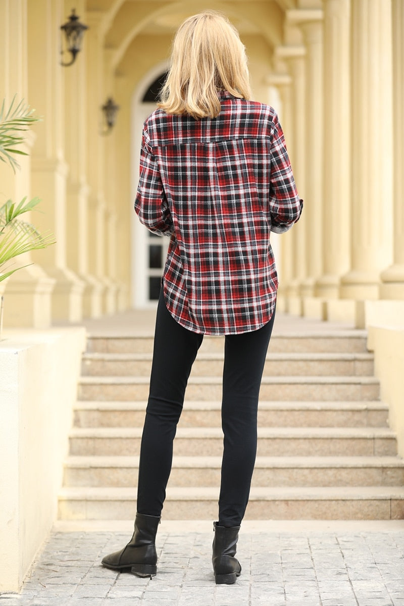 Checkered Shirt with Roll-Up Sleeve
