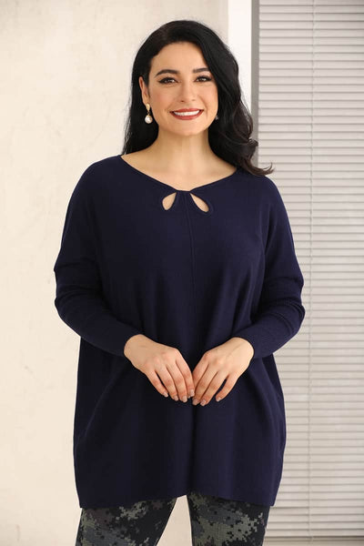 Cashmere Feel Tunic with Neck Cut-Out