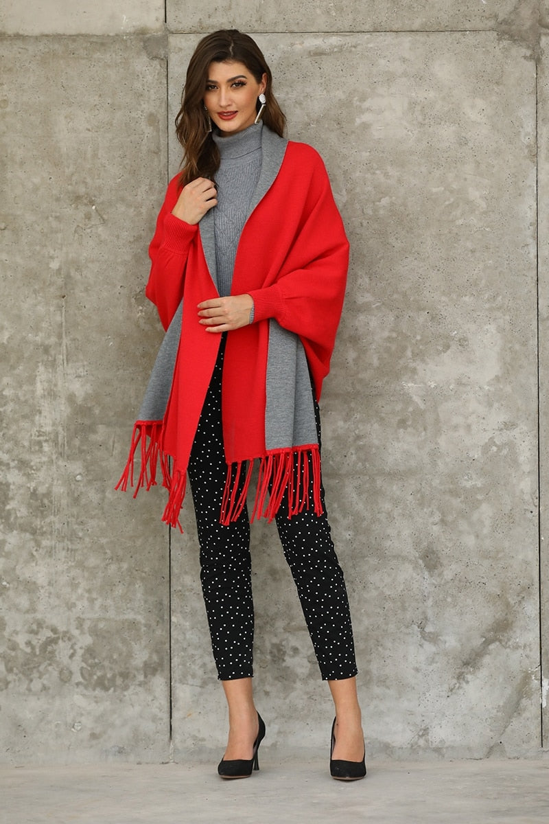 Reversible Shawl With Sleeve