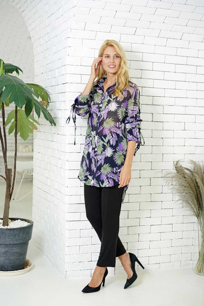 Printed Tunic With Tied Sleeves
