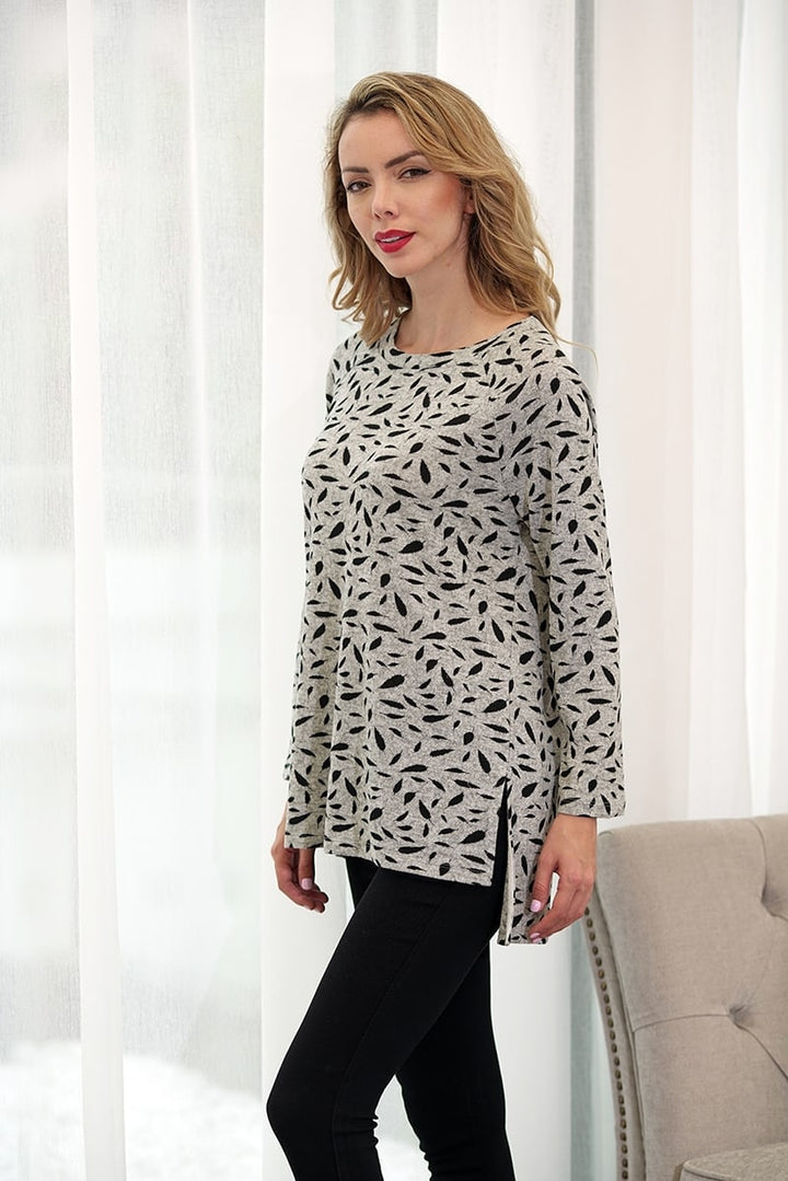 Abstract Winter Print Knit Top