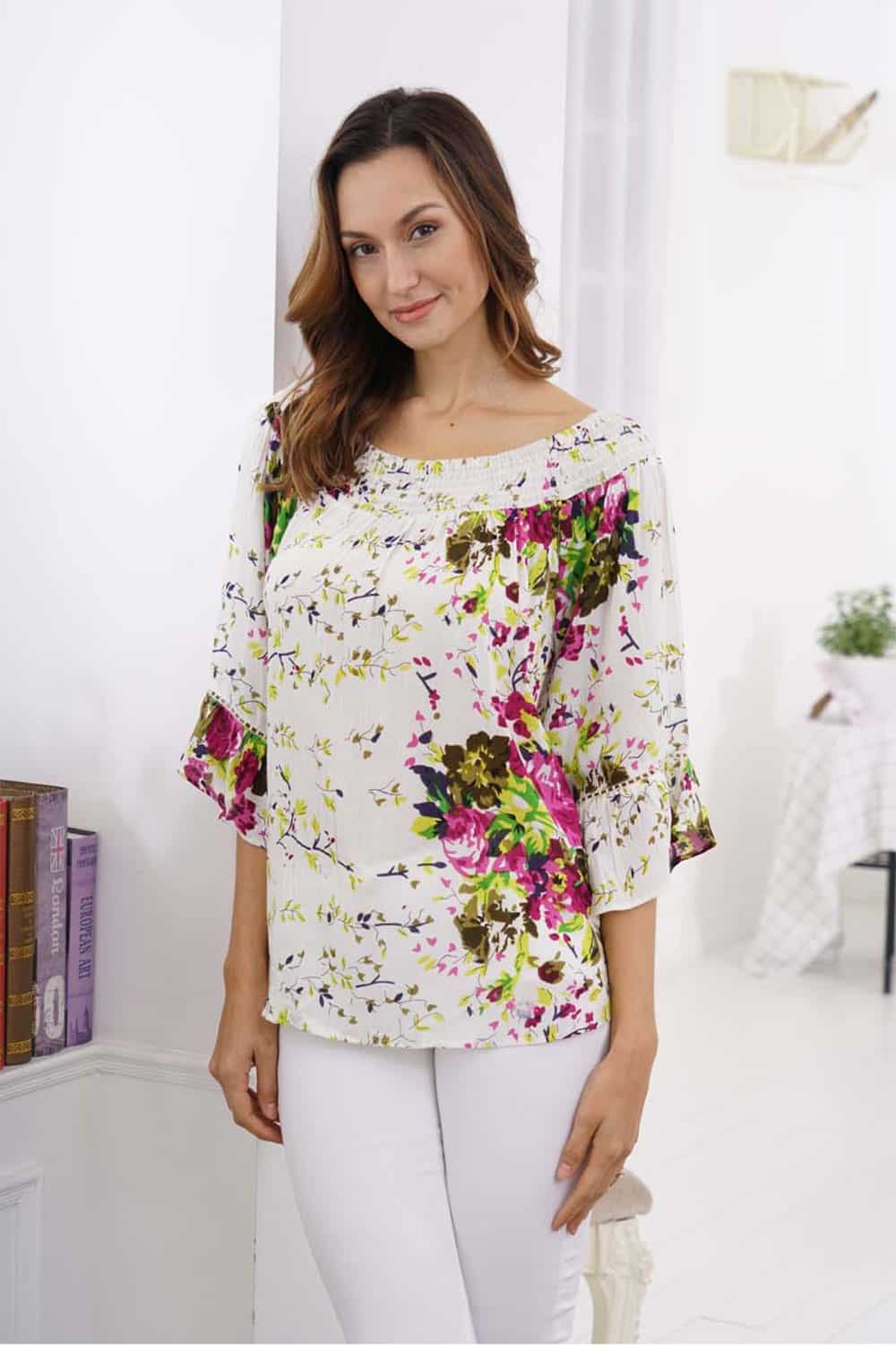 Off Shoulder Printed Top