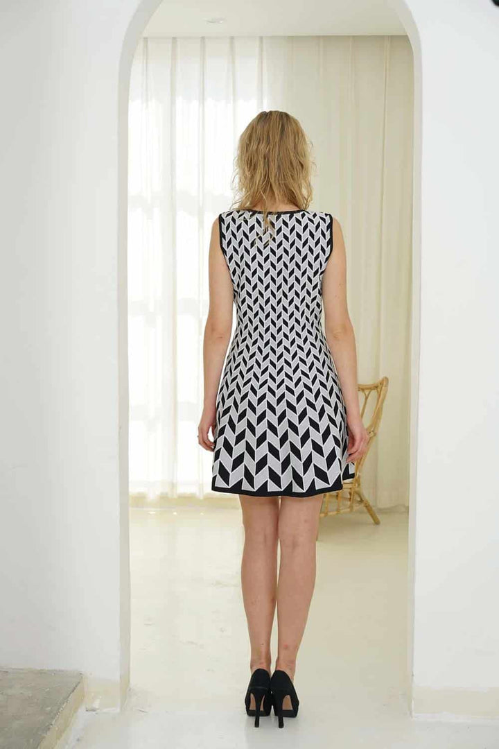 Silver Geometric Sleeveless Dress