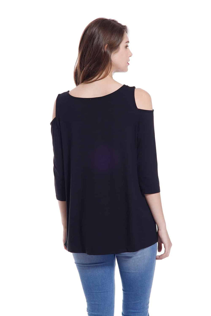 Bamboo Lace Cold Shoulder Top